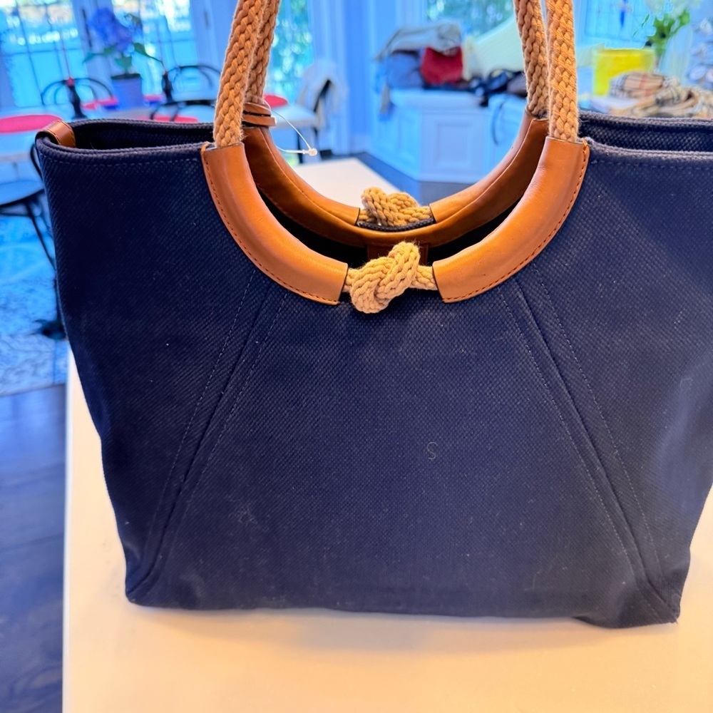NWT Michael Kors Isla Ring Canvas Shoulder Tote Bag Admiral Blue - Picture 5 of 16